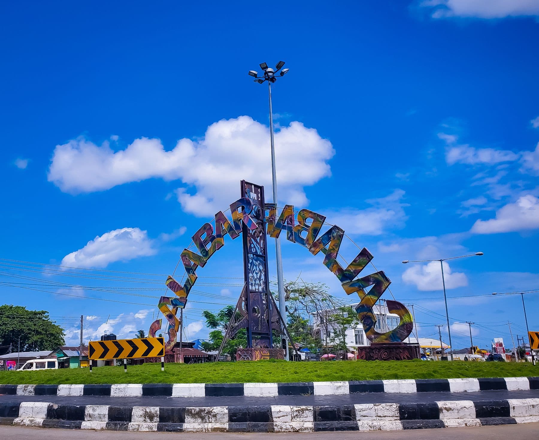 The Calabar Calabar roundabout monument, the city's name arched in bright letters